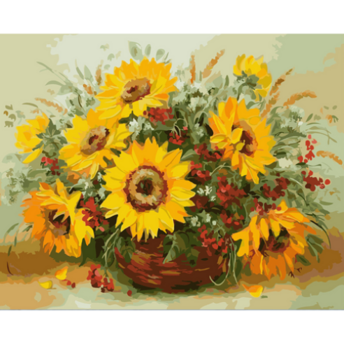 모모픽스페인팅 DIY 정물화그리기 세트 40 x 50 cm, 해바라기 바구니, 1개