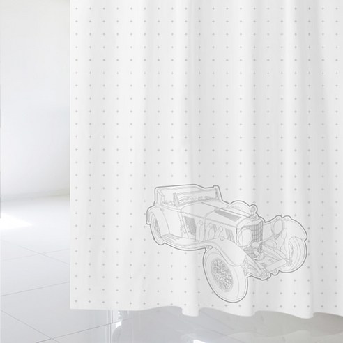 디자인수풀 북유럽 스타일 샤워 커튼 sc249 S 1520 x 1880 mm + 플라스틱 고리 12p + 커튼봉 화이트 세트, 1세트