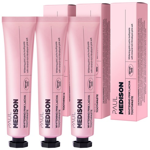 폴메디슨 화이트닝 핑크 솔트 라차 구취케어 치약, 100g, 3개