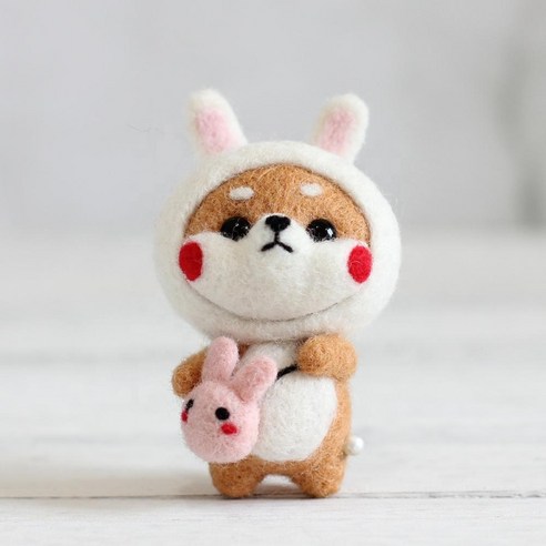 펫돌 양양이 니들펠트 인형 DIY 세트, 1세트, 토끼시바