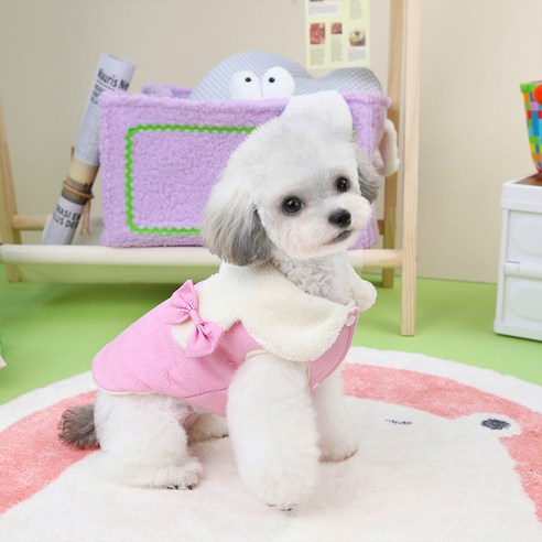 칠시 강아지 파스텔 플리스 아우터, 핑크