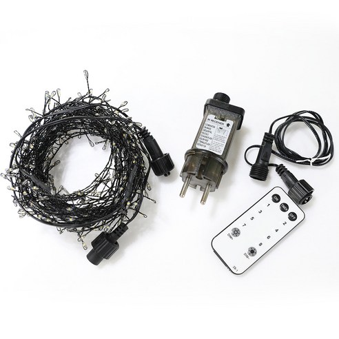 조아트 크리스마스 트리전구 LED 쥬얼리와이어(연결형) 지네전구 블랙선 웜등 400구 10m + 어댑터 + 리모컨