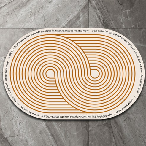 위더홈 모던 슬림 라운드 라인 뽀송 매트 60 x 40 cm, 캐러멜