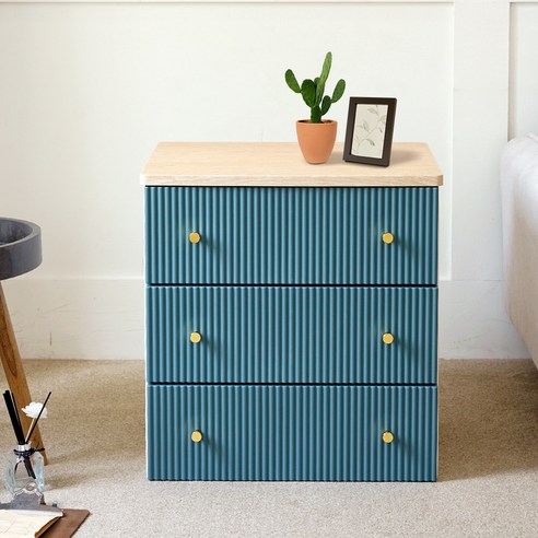 보노하우스 카밀라 템바보드 3단 서랍장, 네이비