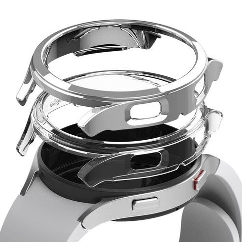 링케 스마트워치 슬림 하드 케이스 44mm, 클리어, 크롬