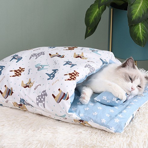 냥이 침낭 베개 세트, F 타입
