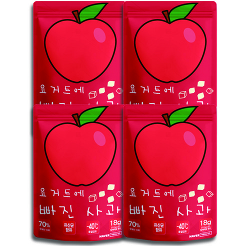 요거트에 빠진 사과 과자 18g, 4개, 사과 + 요거트 혼합맛