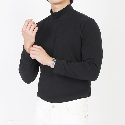 마인플로우 남성용 기모 반목폴라 하프넥 골프 티셔츠 WS461