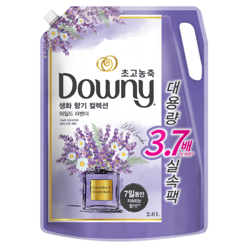 다우니 생화향기 컬렉션 섬유유연제 와일드 라벤더 리필, 2.6L, 1개