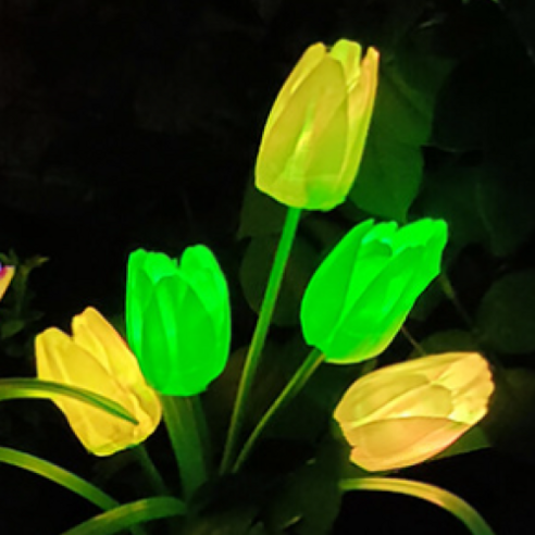 레나에너지 LED 태양광 식물 꽃 조화 정원등 조명 옐로 튤립, 옐로우