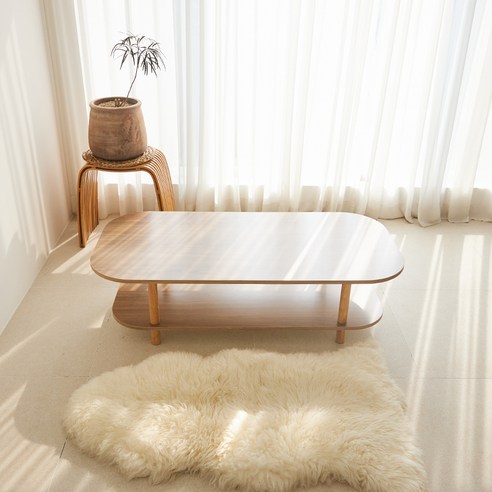 스토리퍼니쳐 하모니 오버라운드 Basic 2단 쇼파 테이블 1200 x 600 x 330 mm, 내추럴오크 + 오크