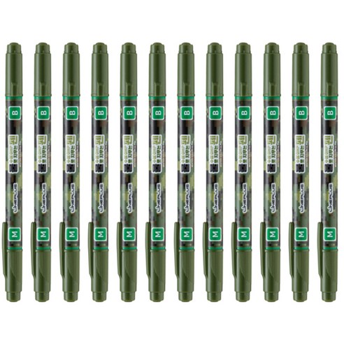라인플러스 OHP펜 1mm 물펜MF 3.0mm 12p, 녹색, 1개