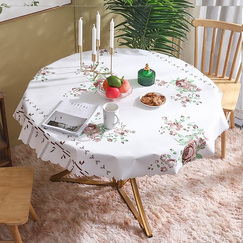 알럽홈 프린팅 웨이브 라운드 식탁보, TYPE4, 120cm
