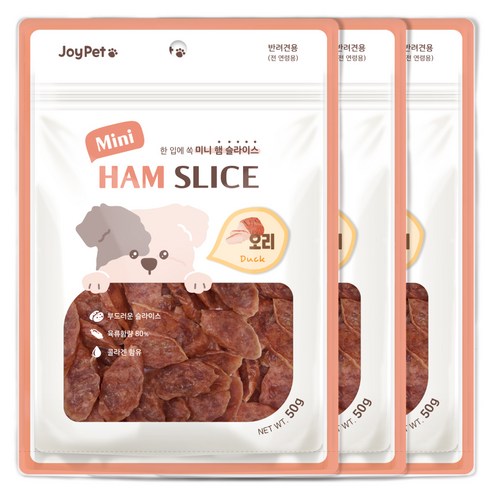 조이펫 강아지 미니 햄 슬라이스 간식, 오리, 50g, 3개