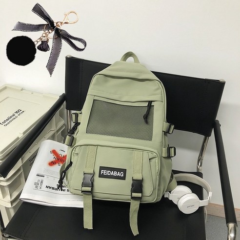심플 대용량 데일리 백팩+가방고리 HL144