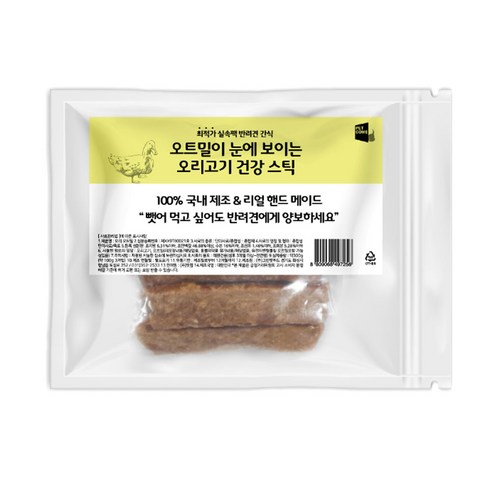 펫컴 오트밀이 눈에 보이는 반려동물 건강 스틱 300g, 오리고기, 1개