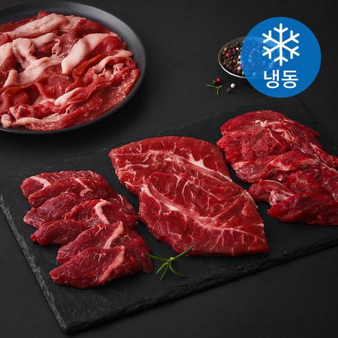 레커컷 호주산 소고기 모듬구이용 안창살 + 토시살 + 차돌양지 + 부채살 세트 (냉동), 800g, 1세트