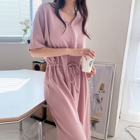 보리맘 리버 여름 반팔 와이드 점프수트 수유복 R430