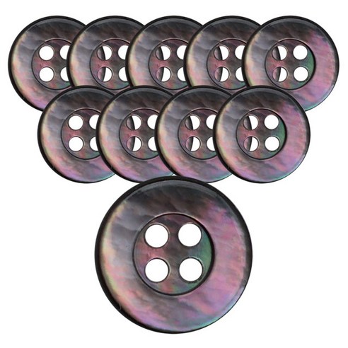 동대문단추왕 고급 리얼 자개 로고테 단추 11.5mm, MOP 블랙, 10개