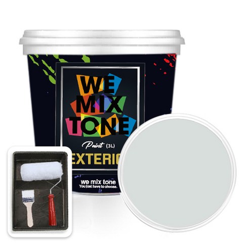 WEMIXTONE 외부용 EXTERIOR 페인트 3L + 붓 + 로울러 + 트레이 세트, WMT0273P01(페인트), 1개