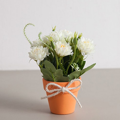 플라워트리 조화 쿠잉 소국 화분 14cm, 크림, 1개