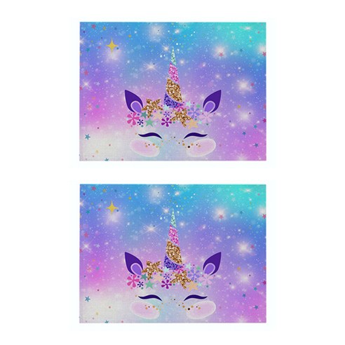 라벤더 유니콘 일러스트 플레이스 매트 2P, 008, 32 x 21 cm