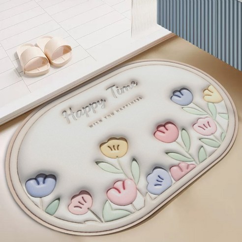 BRINCH 빨아쓰는 3D 입체 디자인 규조토 논슬립 발매트, 타입5901-38