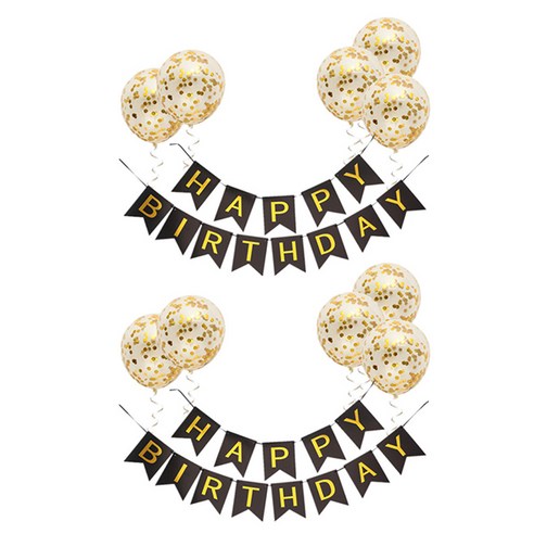 마켓감성 생일파티 가랜다 + 스팽글 풍선 5p, 타입4, 2세트