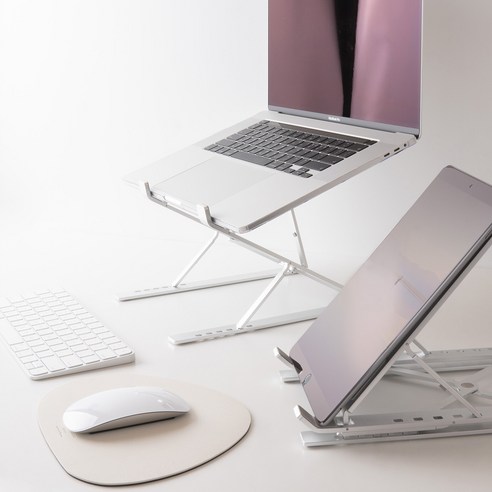데스켓 15단 커스텀 높이조절 알루미늄 접이식 노트북 거치대, 강한 휴대성과 편안한 작업환경 제공