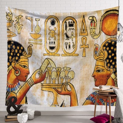 탑시가 이집트 벽화 패브릭 포스터, 2여인