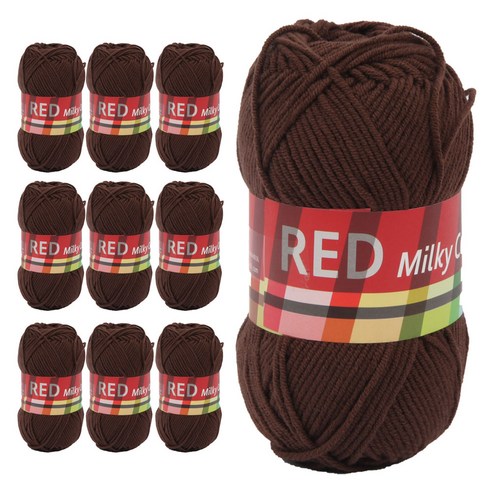 브랜드얀 밀키코튼 RED 뜨개실 10p, 49 모카, 10개