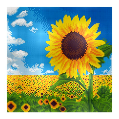 보석십자수  아이러브페인팅 DIY 보석십자수 캔버스형 러블리 30 x 30 cm, 해바라기 친구, 1개