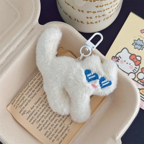 다다랜드 힙쟁이 고양이 인형 키링, 10cm, 03 화이트, 1개