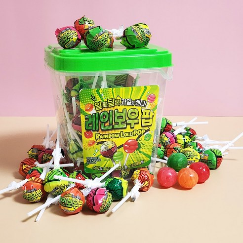 입안 가득 펼쳐지는 달콤한 무지개, 레인보우 팝 막대사탕으로 행복한 추억을 만드세요.