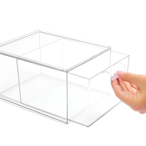 로이홈 주방 적층식 투명 슬라이딩 정리 수납 서랍, 1개
