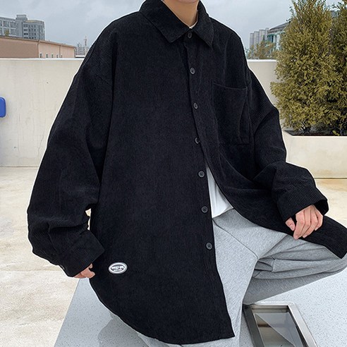 남성용 패션플로우 빈티지 코듀로이 긴팔 셔츠겸 오버핏 가디건
