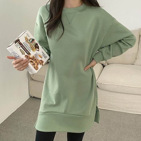 후니네 삼각플 임산부 기모 롱 티셔츠