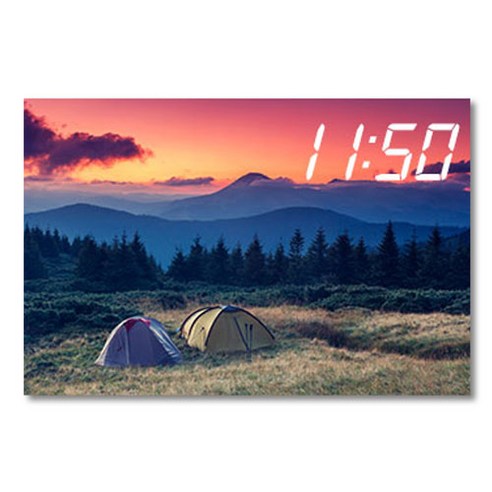 홈마인 LED 캔버스 프린팅 액자 시계 캠핑, 600-HM-CAMPING-02