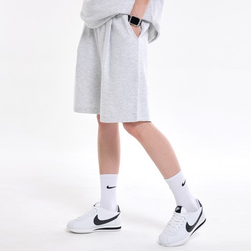 제타22 남녀공용 데일리 무지 베이직 원턱 주름 와이드 쇼츠 팬츠 5부 트레이닝 바지 운동복 [1750]