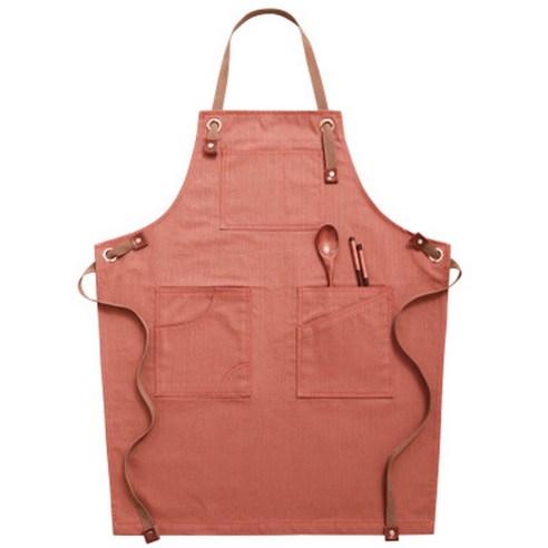 더플로우 요리사 페브릭 멀티 포켓 앞치마 47cm, 핑크, 1개