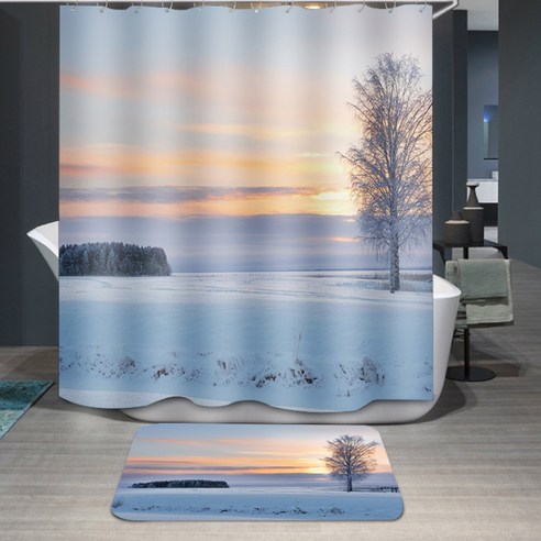 플로즈 북유럽 대자연 방수 샤워 커튼 A03 200 x 200 cm, 1개