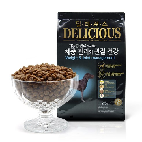 강아지 전연령 딜리셔스 체중관리와 관절건강 건식사료, 1개, 2.5kg