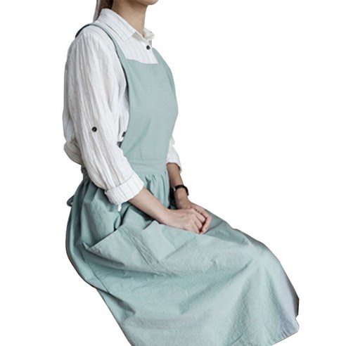 아그노 린넨 원피스형 레이디 앞치마, 민트, 1개