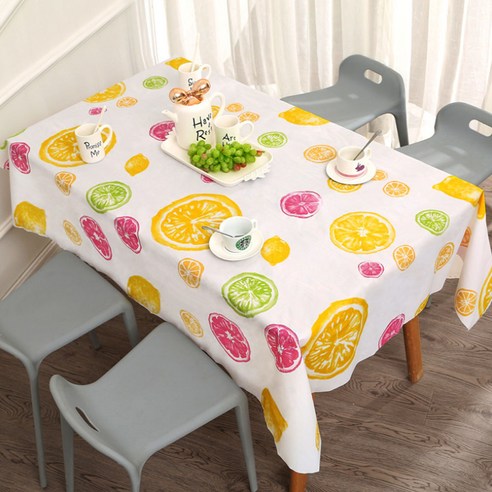 마켓에이 트로피칼 패턴 방수 다용도 식탁보, 레몬, 180 x 137 cm