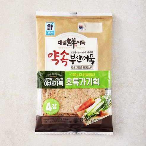 대림선 약속 부산어묵 오리지널 도톰사각 4장, 240g, 1개