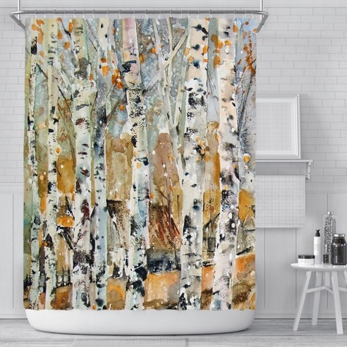 카리스 럭셔리 금박 방수 욕실 샤워커튼 A05 150 x 180 cm, 1개