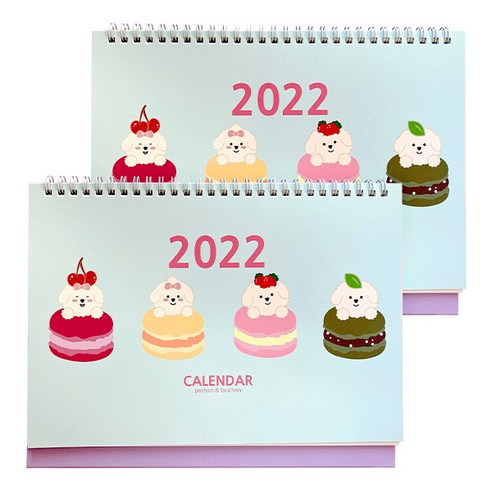 쁘숑앤포숑 2022 데스크 캘린더, 마카롱, 2개