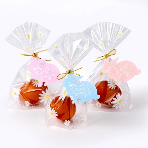 인디케이 부활절 버니텍 50p + 비닐 50p + 골드타이 50p 세트, 혼합색상, 1세트