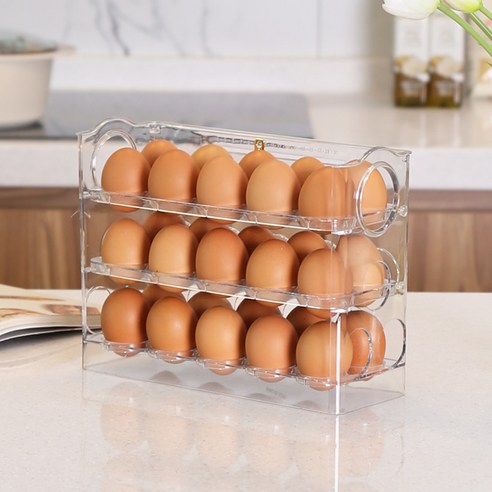 달팽이리빙 퀴진드마망 자동 오픈 계란 한판 보관함 3단 30구: 편리하고 대용량의 계란 수납 솔루션