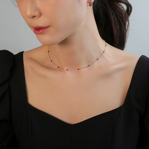 쥬디앤폴 여성용 글로리아 블랙스피넬 원석 목걸이 N52219 + 조정체인 3cm